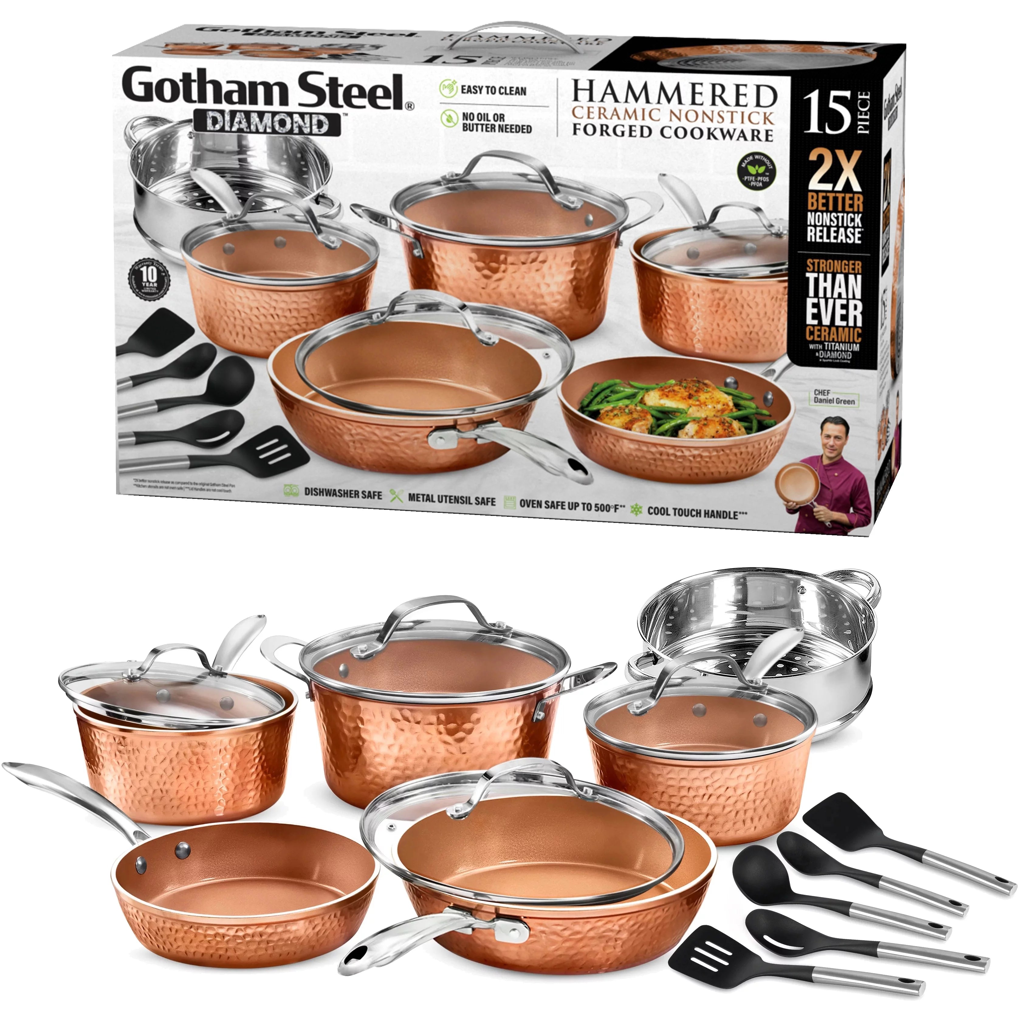 15pc Nonstick Ceramic Cookware Set D9786