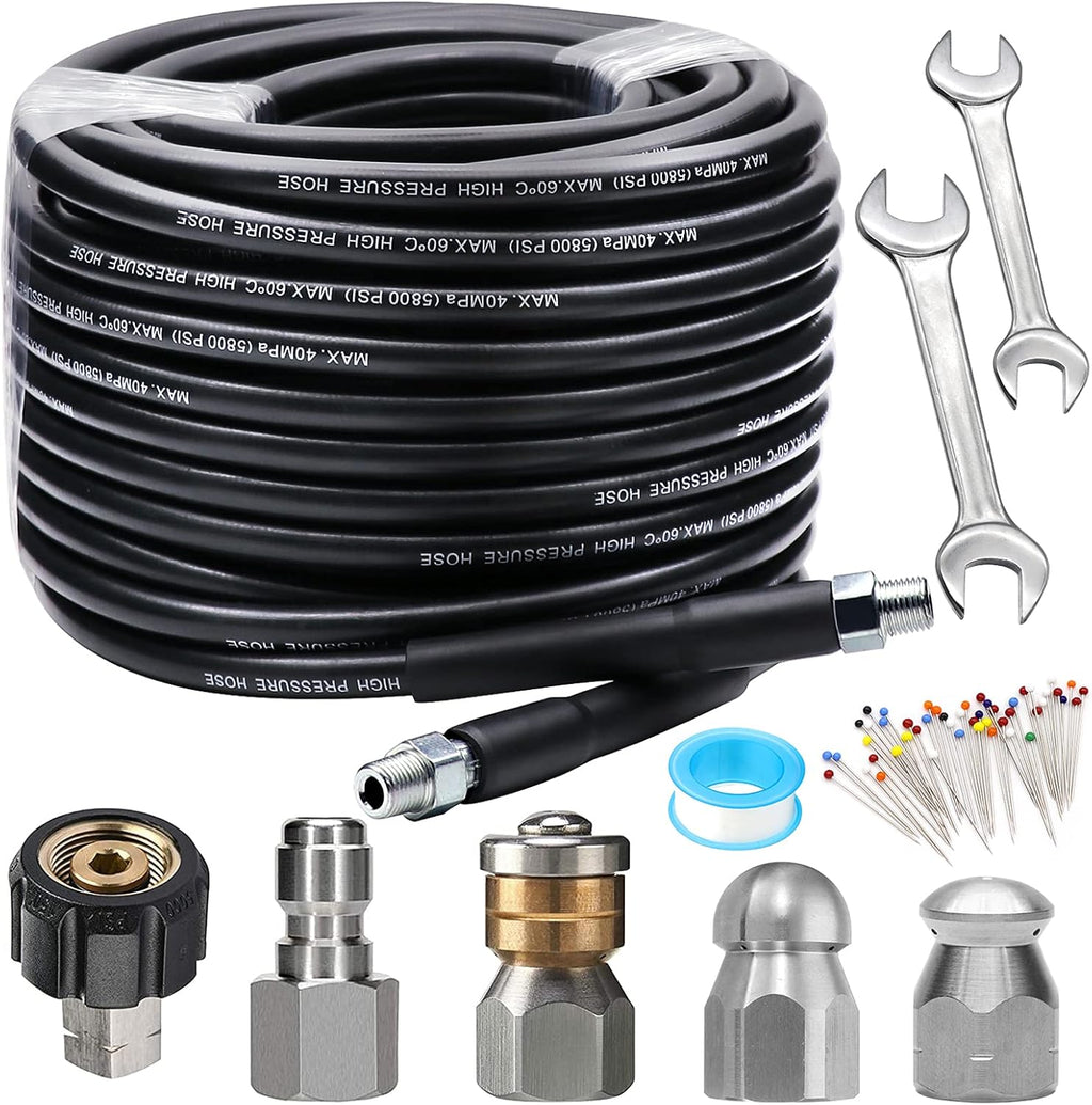 100FT 1/4 Inch NPT 5800PSI Sewer Jetter Kit with Nozzle L71298