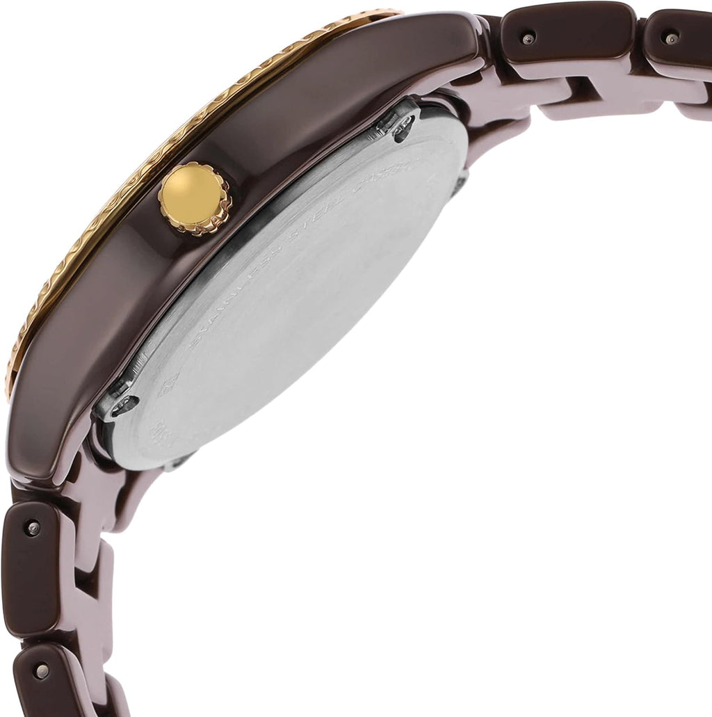 Stella Mini Quartz Stainless Steel and Ceramic Three-Hand Watch, Brown Z3994