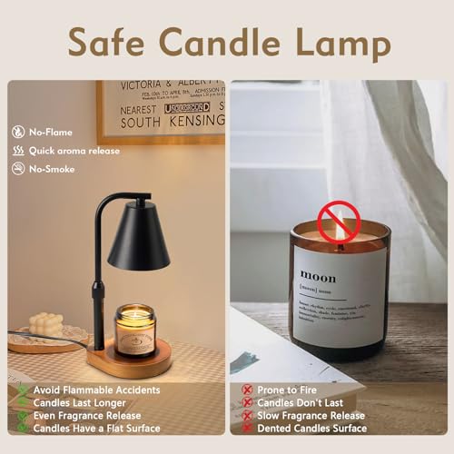 White Adjustable Height Dimmable Candle Warmer Lamp with 2 Bulbs I395693