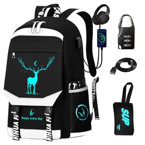 Blue Laptop Backpack with USB Charging Port, Anti-Theft Lock, Pencil Bag Z959621