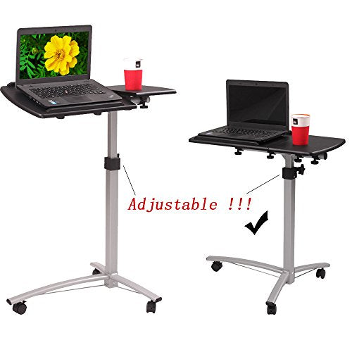 Brown Tilt Top Overbed Table with Wheels K236