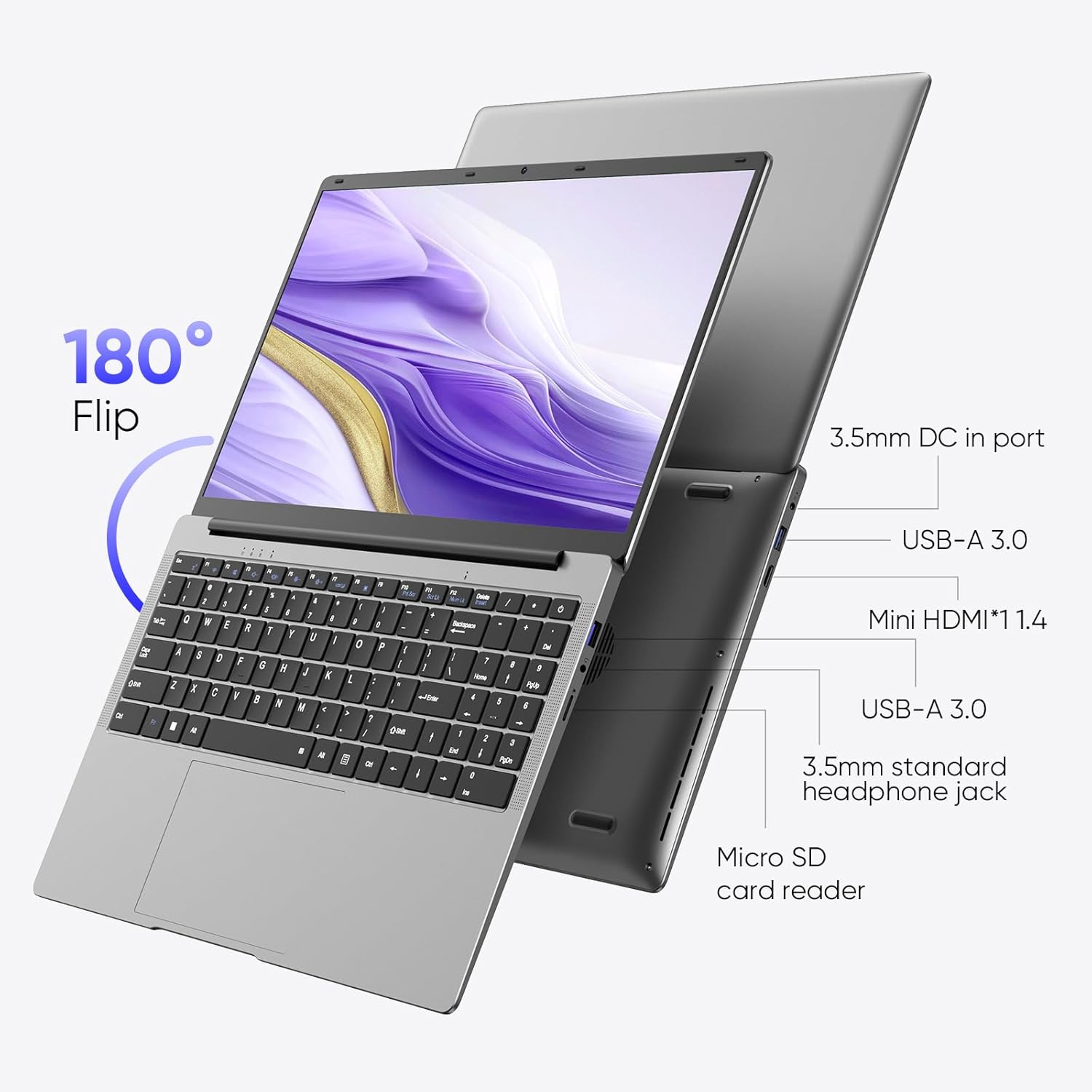 15.6" Windows 11 Pro Laptop, 8GB RAM 256GB Storage, Intel Celeron N4000, Silver U1514