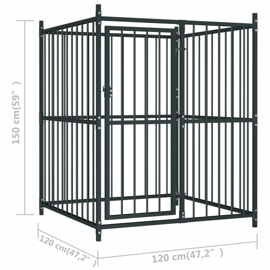 Heavy Duty Galvanized Steel Dog Kennel Cage 47.2" x 47.2" x 59 Inches I65022