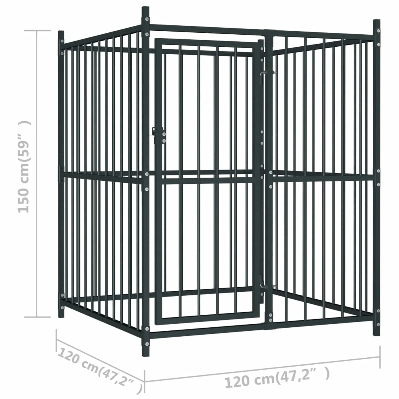 Heavy Duty Galvanized Steel Dog Kennel Cage 47.2" x 47.2" x 59 Inches I65022