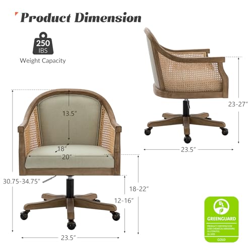 Ivory Rattan Desk Chair with Armrest M63183