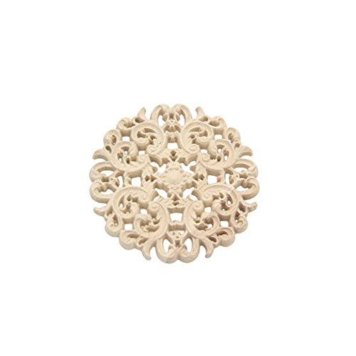 Wood Carved Onlay Applique Unpainted Frame Door Decor Furniture Applique (3.9 Inch) T702359
