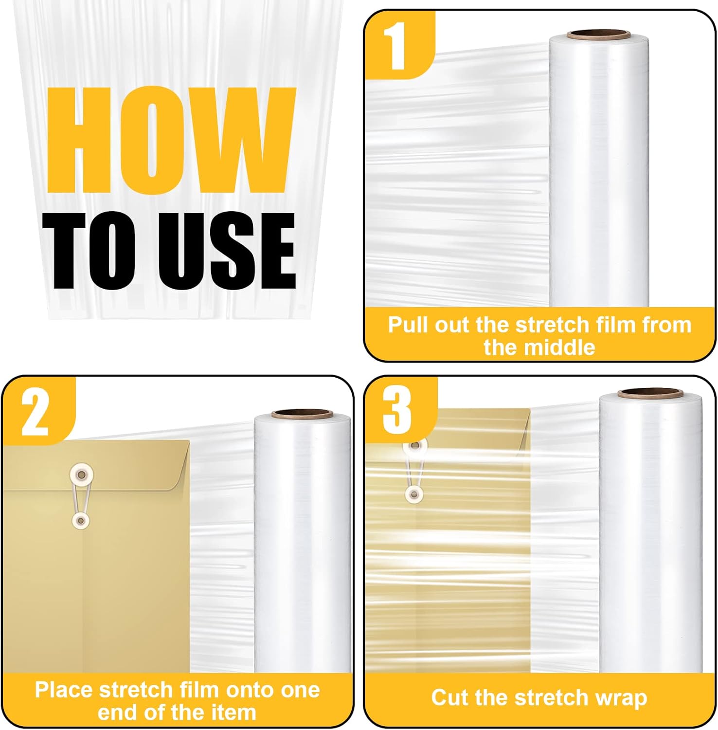 16.5 Inch x 2000 ft 65 Gauges Clear Cling Film PE Shrink Wrap R16189