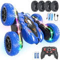 Remote Control Car with LED-Strips, 360° Flips Stunt Toy Cars, 40 Min Playtime with Dual Batteries & Extra Tires S11948
