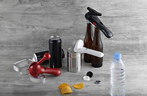5-in-1 Multi-Purpose Strain-Free Opener for Jars, Bottles and Ring-Pull Cans, Red Q230