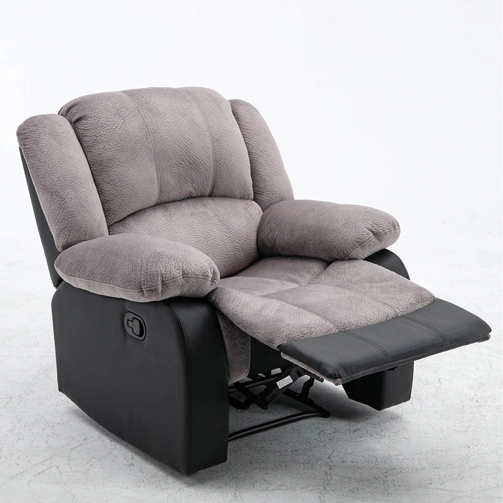Manual Single Reclining Sofa, Gray PU Leather V40382