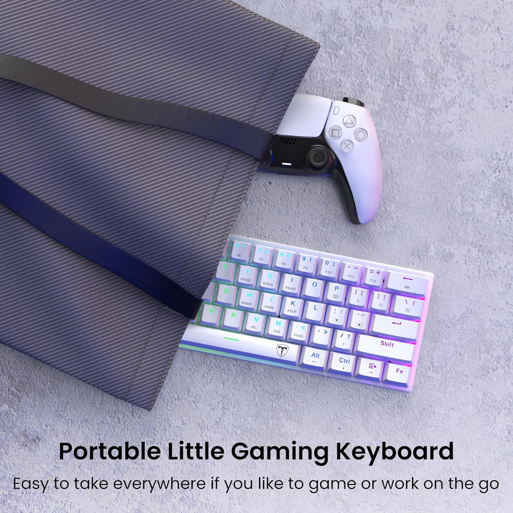 White 61 Keys Wired Mechanical Keyboard with Red Switches T8163
