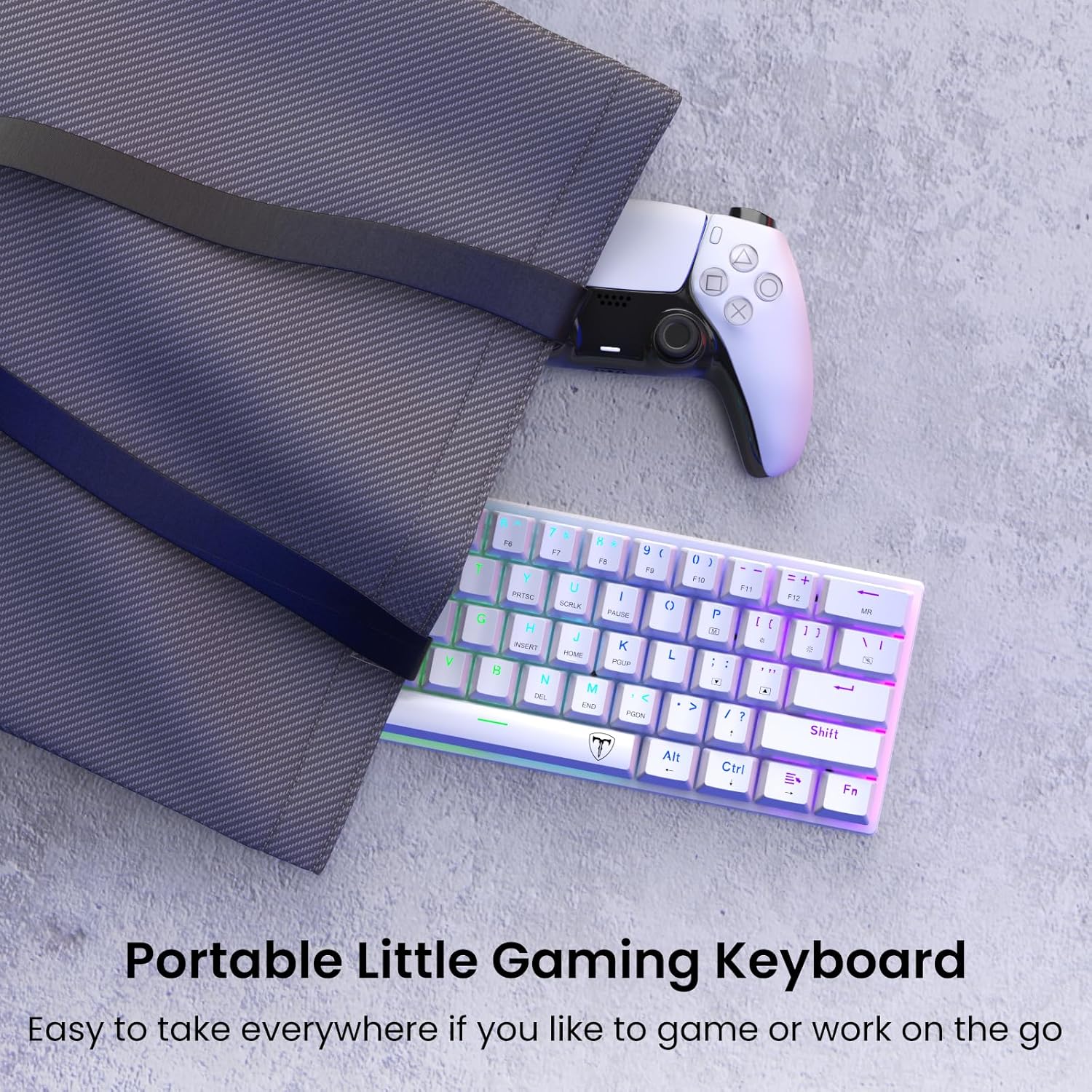 White 61 Keys Wired Mechanical Keyboard with Red Switches T8163