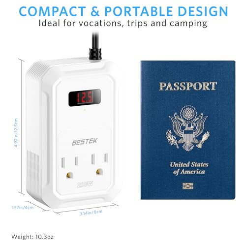200W Car Power Inverter DC 12V to 110V AC Converter with 2 USB-C and 2 USB-QC LCD Screen Dual AC Adapter T98957