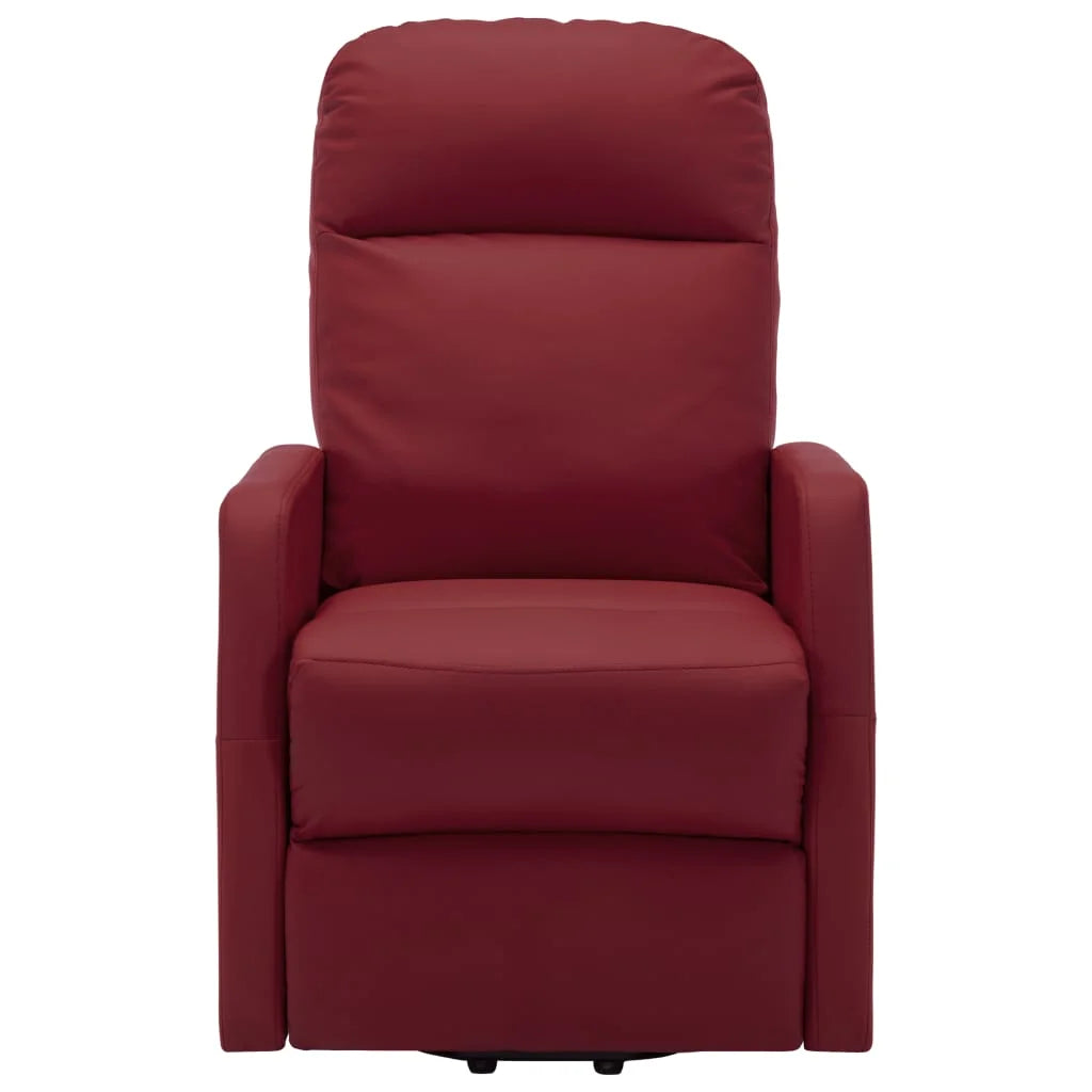 Wine Red Faux Leather Power Lift Massage Recliner R526