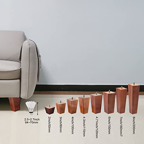 6 Inch Set of 4 Square Solid Wood Couch Legs Light Brown W84658