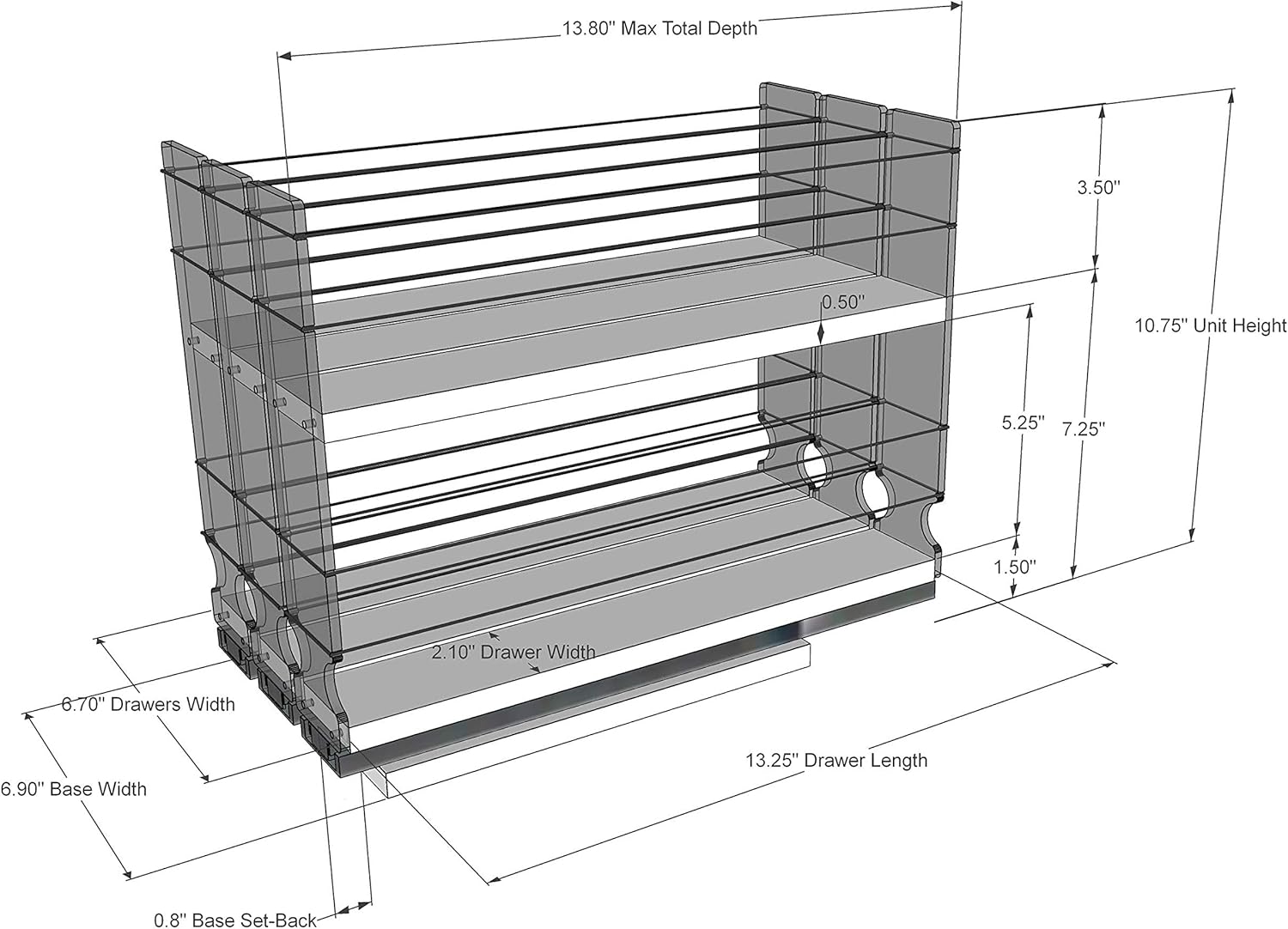 Cabinet Mounted Spice Rack with 3 Drawers A851741