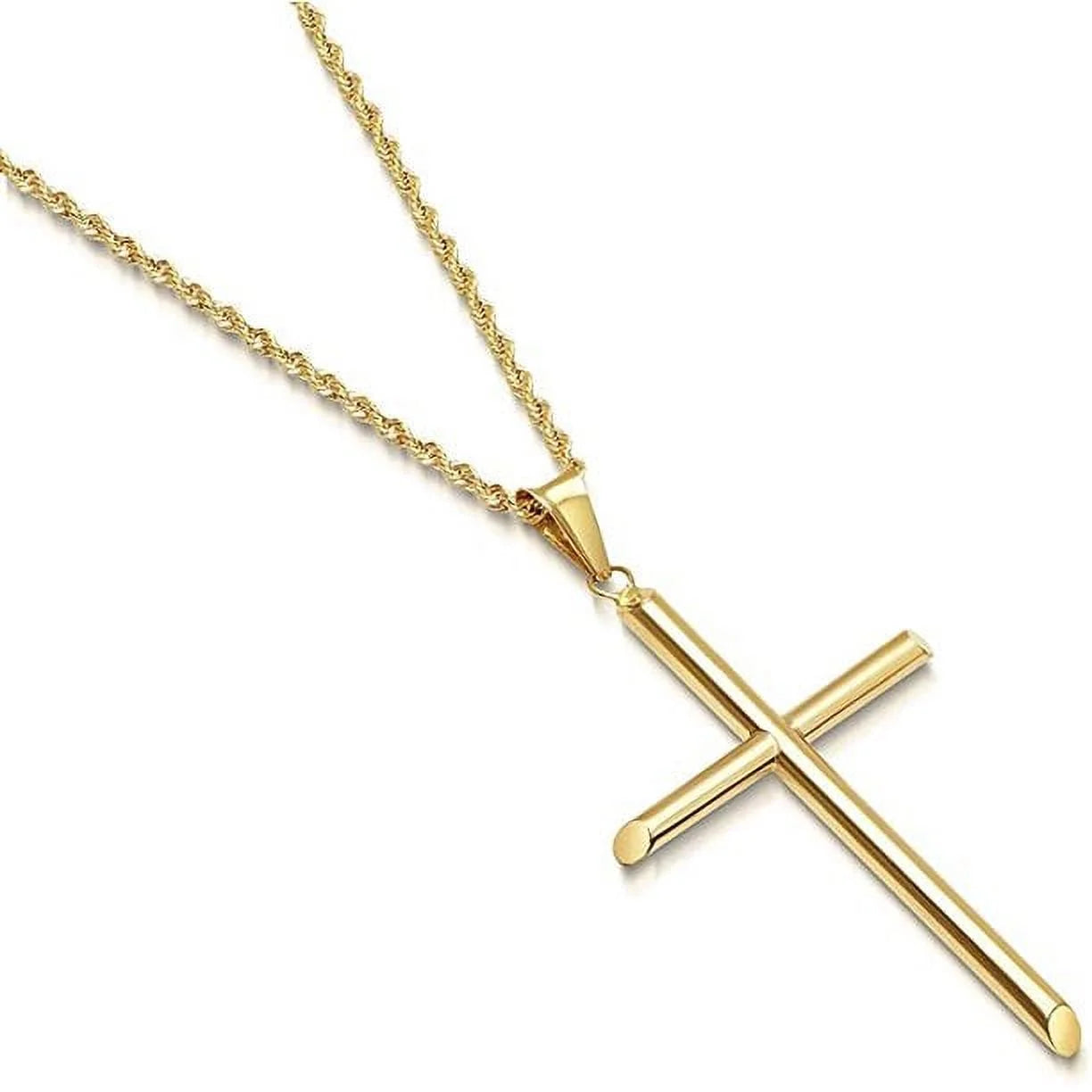 24K Gold Cross Chain Pendant Necklace D611