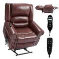 Brown Faux Leather Power Lift Recliner Chair with Massage and Heat O952