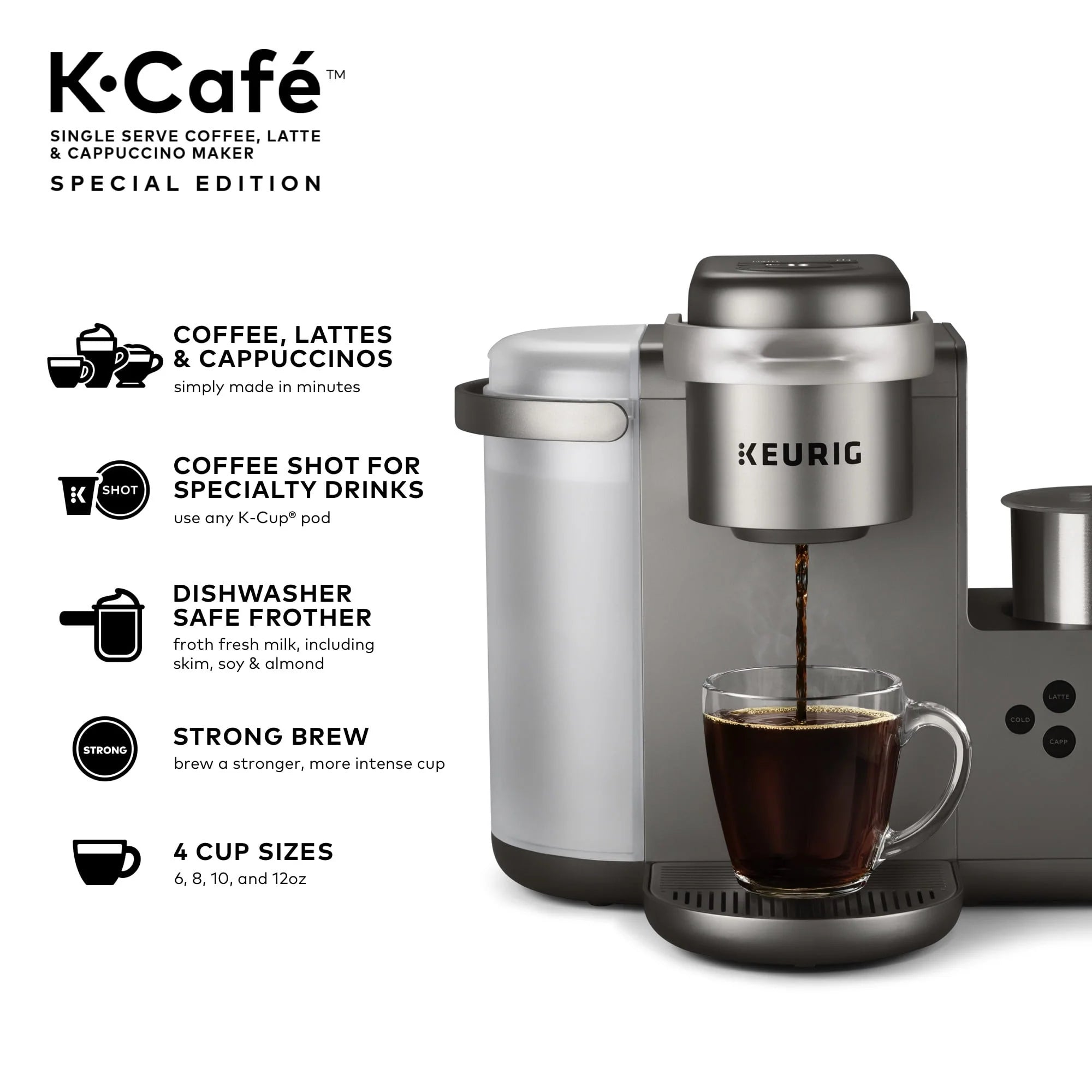 Single Serve K-Cup Pod Coffee, Latte and Cappuccino Maker, Nickel U967