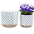 Set of 2 Ceramic Stoneware Plant Pots with Drainage Hole B563273