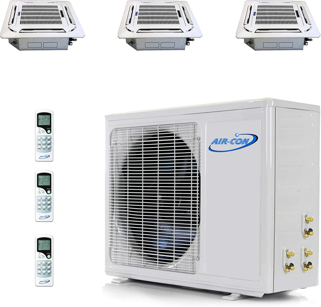 Tri 3 Zone 12000 + 12000 + 12000 Ceiling Cassette Mini Split Air Conditioner Y765981