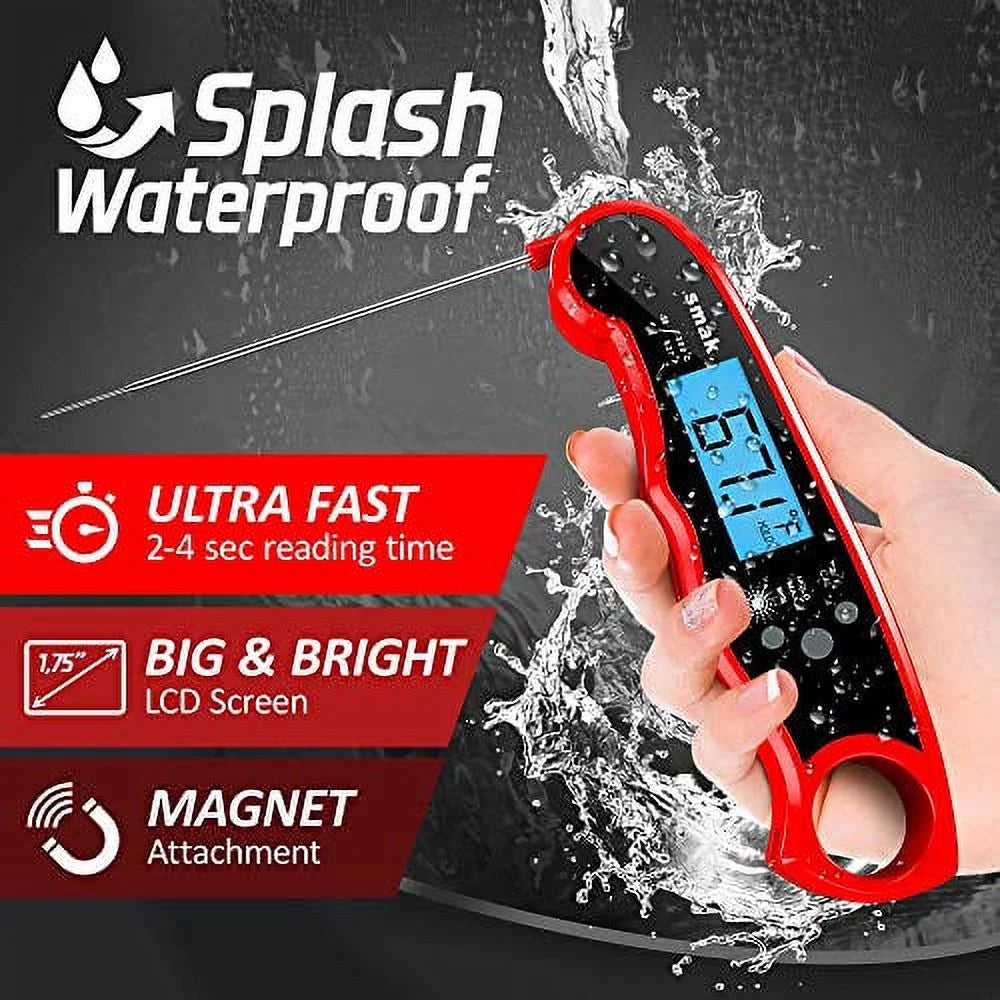 Waterproof Instant Read Meat Thermometer with Backlight LCD W262