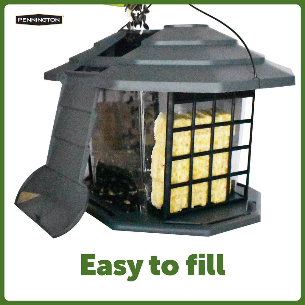 Gray Recycled Resin Wild Bird Hopper Feeder 5 lb. Capacity 2 Pack R8951