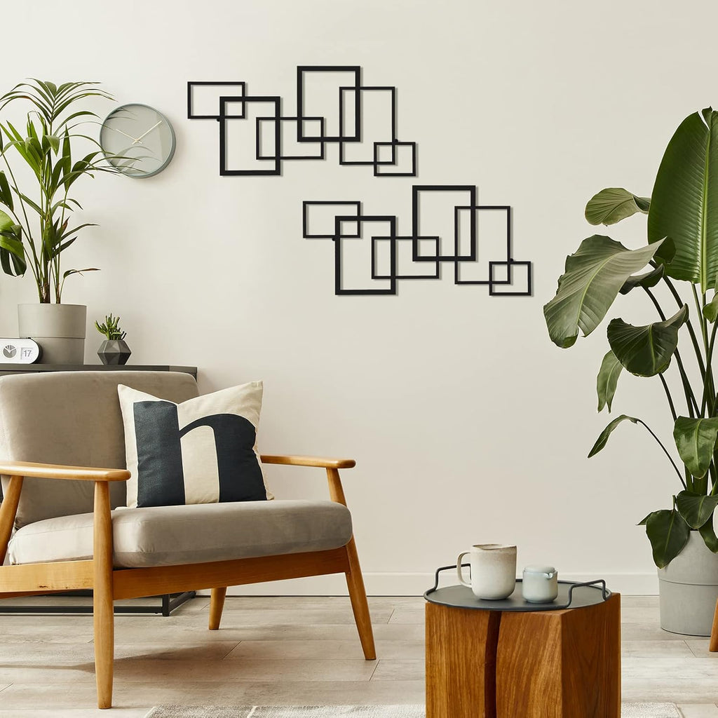 2 Pcs Black Metal Wall Art D86843