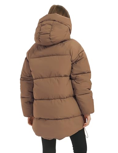 Women Mid-Length Puffer Hooded Jacket Winter Padded Warm Coat S898