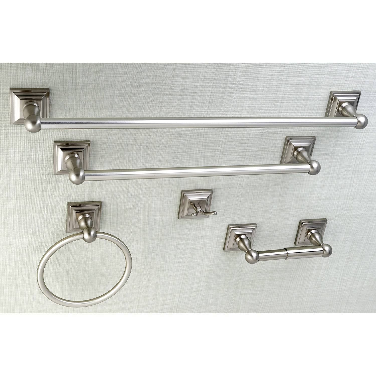 5pc Brushed Nickel Bathroom Accessory Set S24157