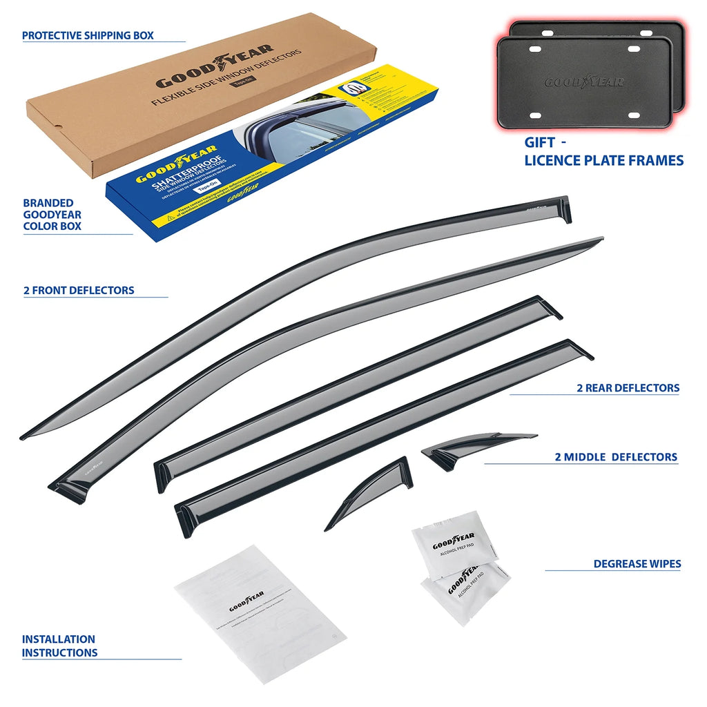 6 pcs Tape-on Window Deflectors D971