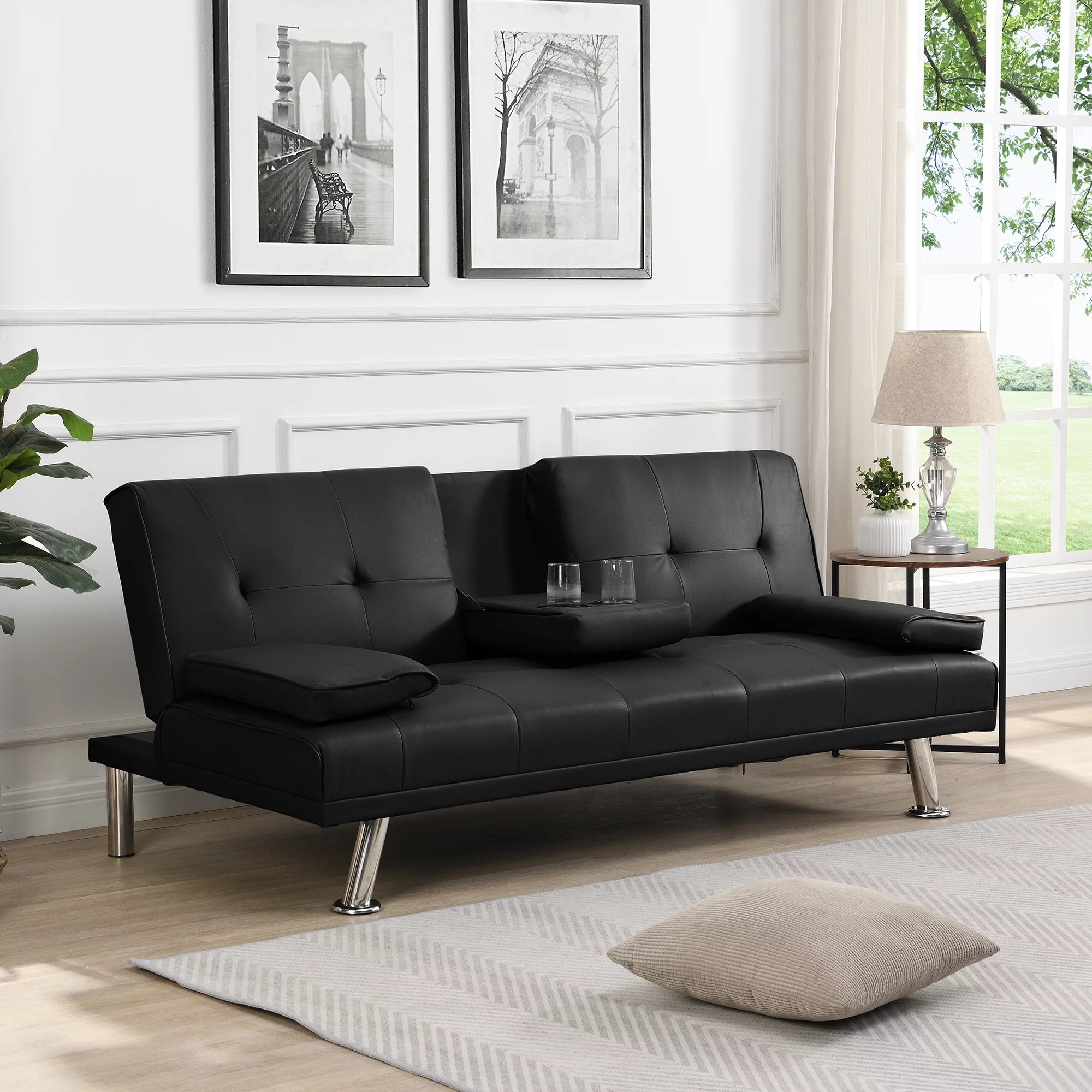 Futon Sofa Bed with Removable Armrests B6762