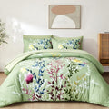 Sage Green King Floral Comforter Set with Sheets and Pillowcases J2890
