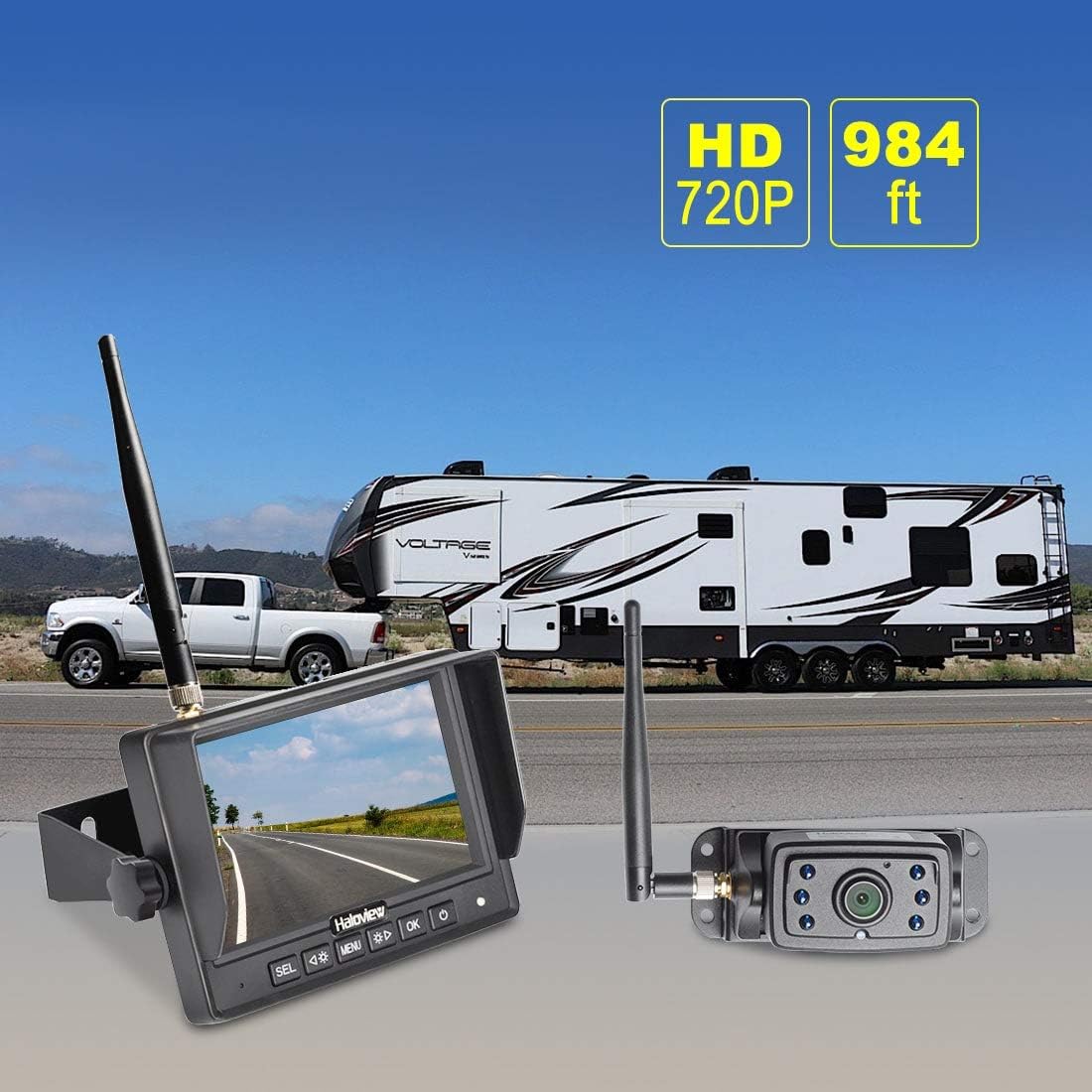 5'' 720P HD Digital Wireless Backup Camera System with IP69K Waterproof Reversing Built in DVR Kit L107