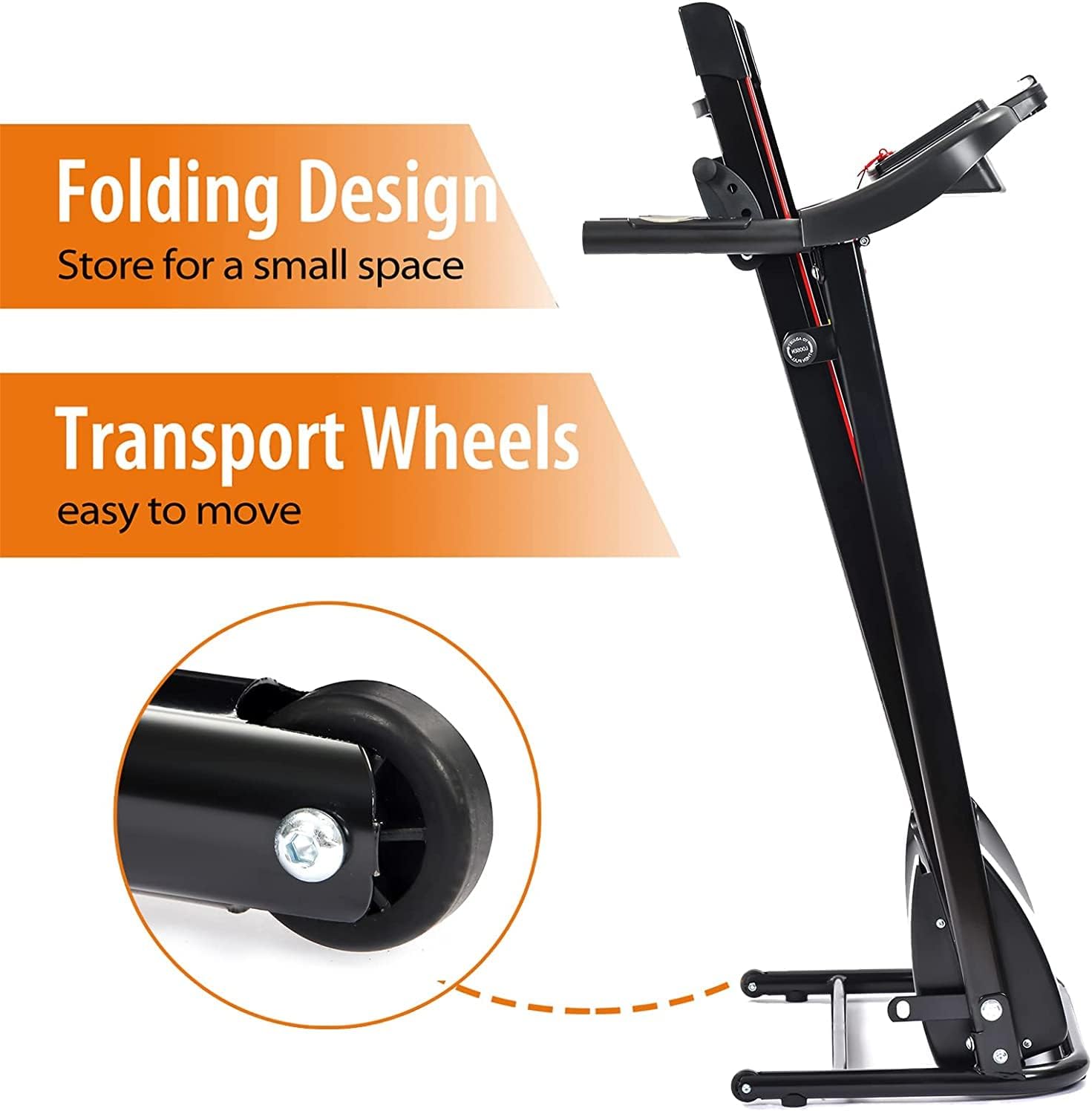 Black Folding Treadmill with Bluetooth and Incline H974919
