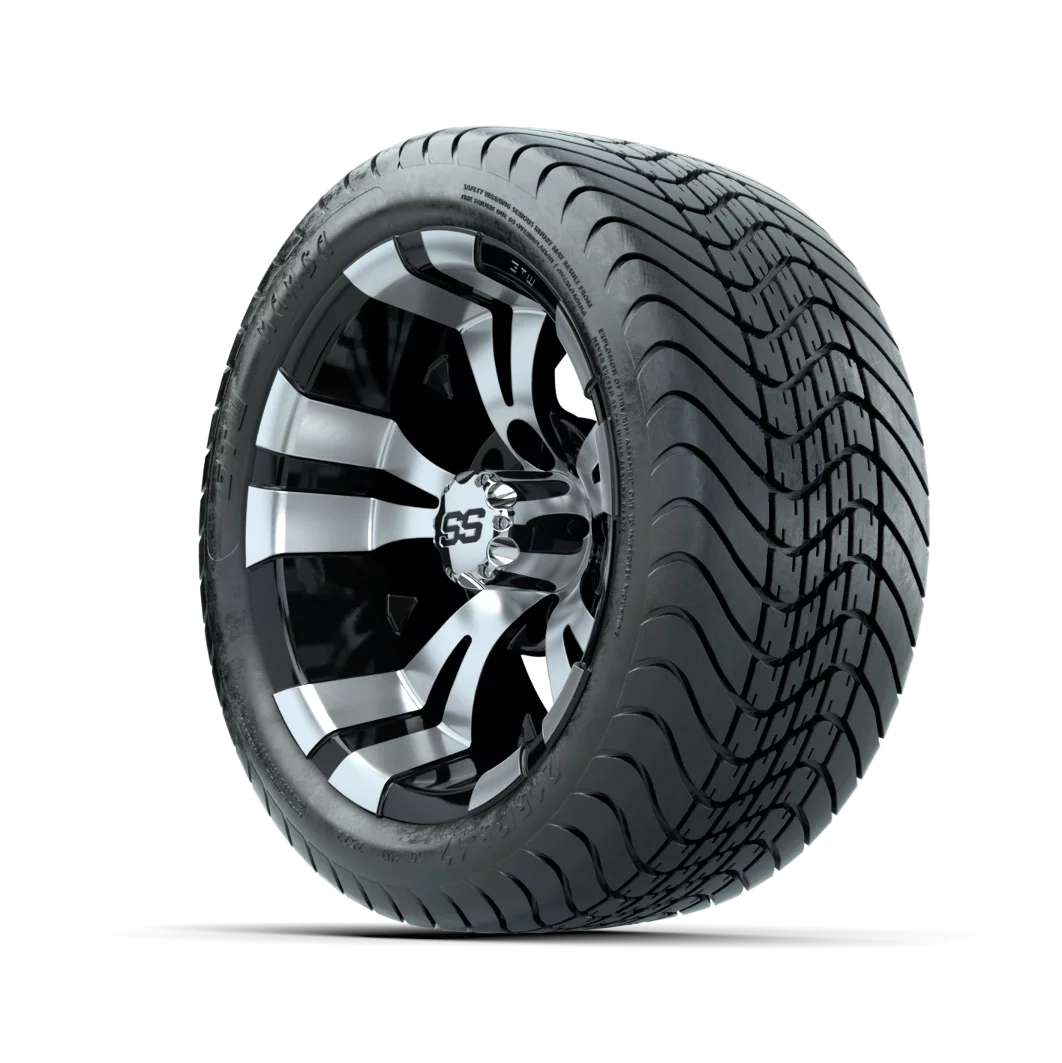 Set of 4 12 inch Black Golf Cart Wheel and Tire D68817