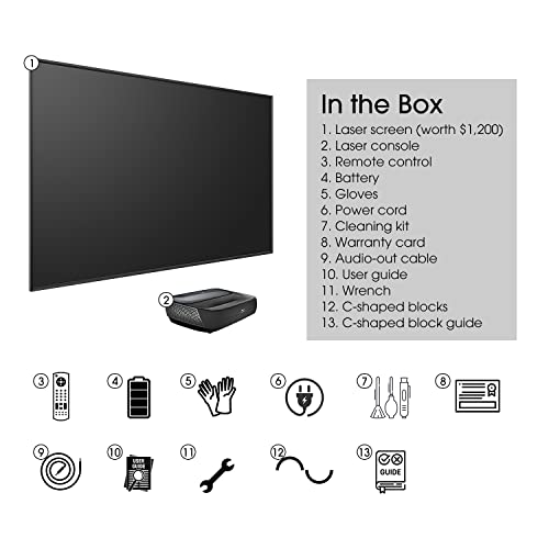 4K UHD Triple-Laser Ultra Short Throw Projector with 100" ALR Screen, 3000 Lumens W322208
