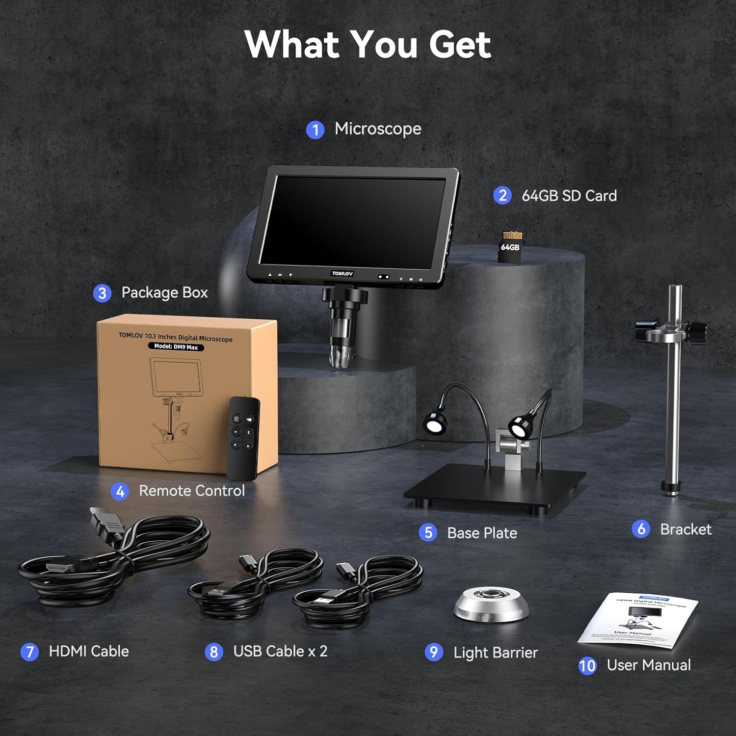 10.1" HD IPS HDMI Digital Microscope 1500X 20MP Coin Microscope with Screen C503368