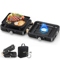 2-Burner Portable Propane Camp Stove with Griddle and Carrying Bag R360