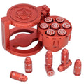 Metal Polyhedral Bullet Dice Set of 7 with Spinning Revolver Cylinder Container (Blue) J495712