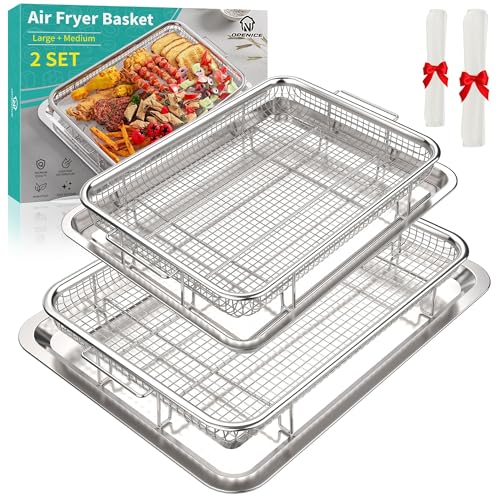 Black Extra Large Stainless Steel Air Fryer Basket and Tray Set R4579