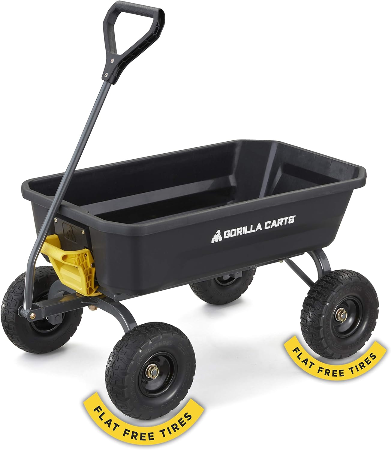 4 Cu. Ft. Poly Garden Dump Cart with No-Flat Tires, Black Q5284