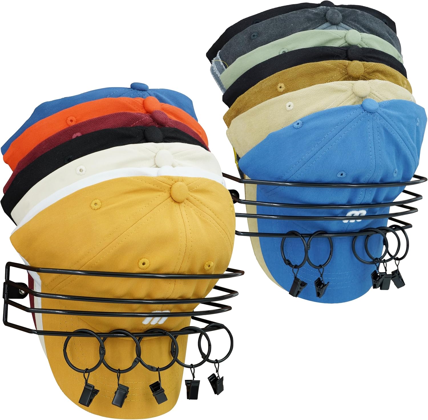 2 Packs Black Baseball Hat Organizer with 10 Clips W46085