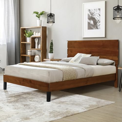 Brown Solid Wood Queen Size Platform Bed I24989