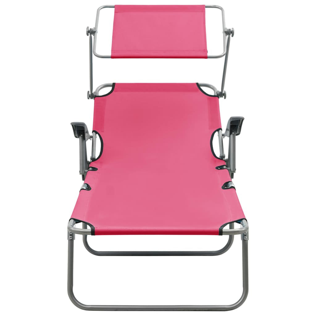 Pink Steel Sun Lounger with Canopy K6251