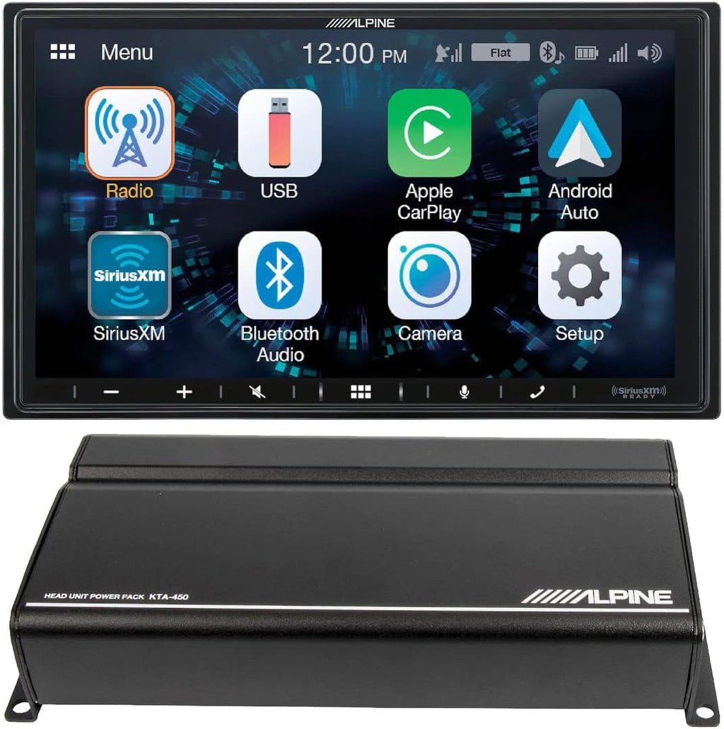 Receiver Compatible with CarPlay and Android Auto - Includes 4-Channel Power Pack Amp K30256