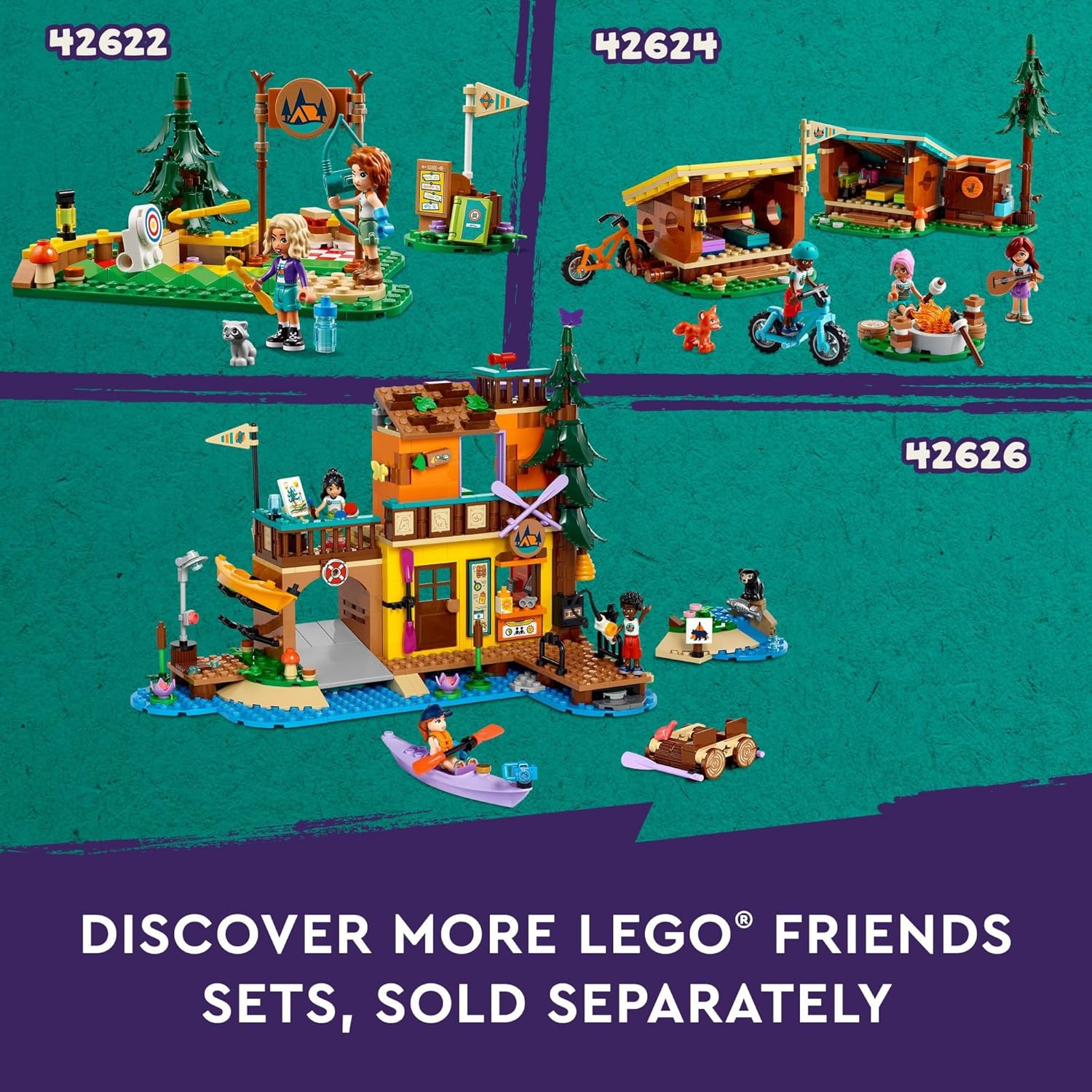 LEGO Friends Adventure Camp Tree House Toy with Doll Accessories, Outdoor Toy Playset for Kids with 5 Mini Dolls and 5 Animal Figures X5110
