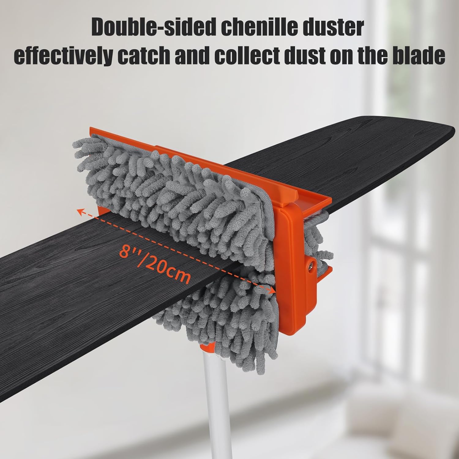 62.5‘’ Extendable Long Handle Ceiling Fan Cleaning Tool with Reusable Chenille & Microfiber Mop Head A739