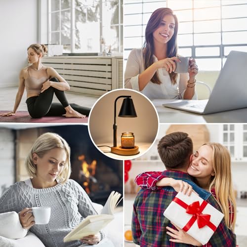 White Adjustable Height Dimmable Candle Warmer Lamp with 2 Bulbs I395693